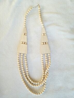 Beaded Wooden Multi-Strand Vintage  Boho Necklace